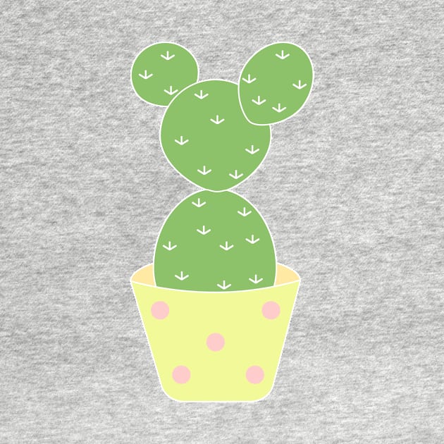 Cute green bunny ears cactus in a yellow pot by Aoxydesign